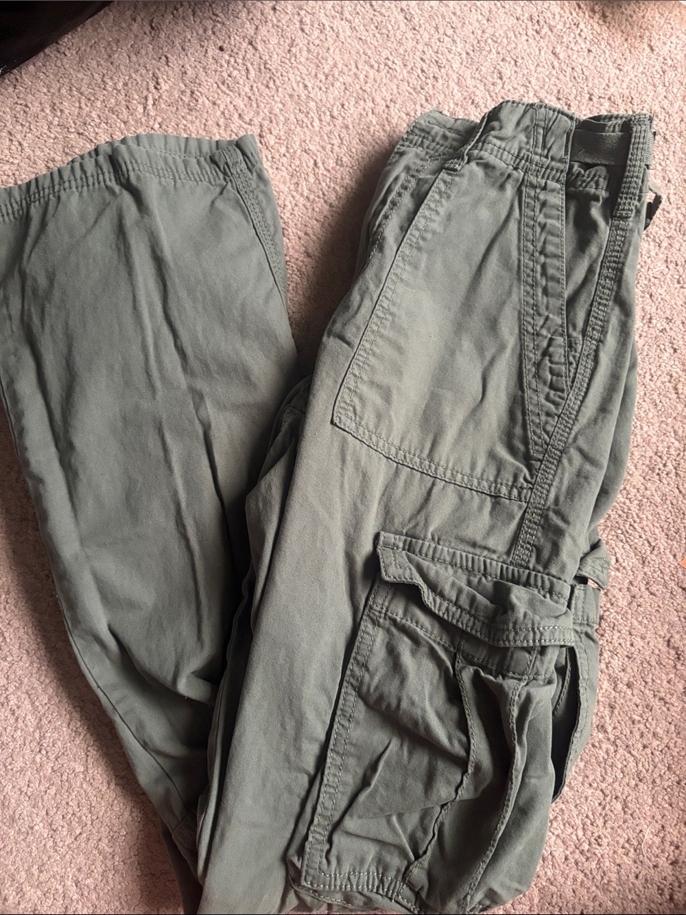Bershka Men's Sage Green Cargo Trousers